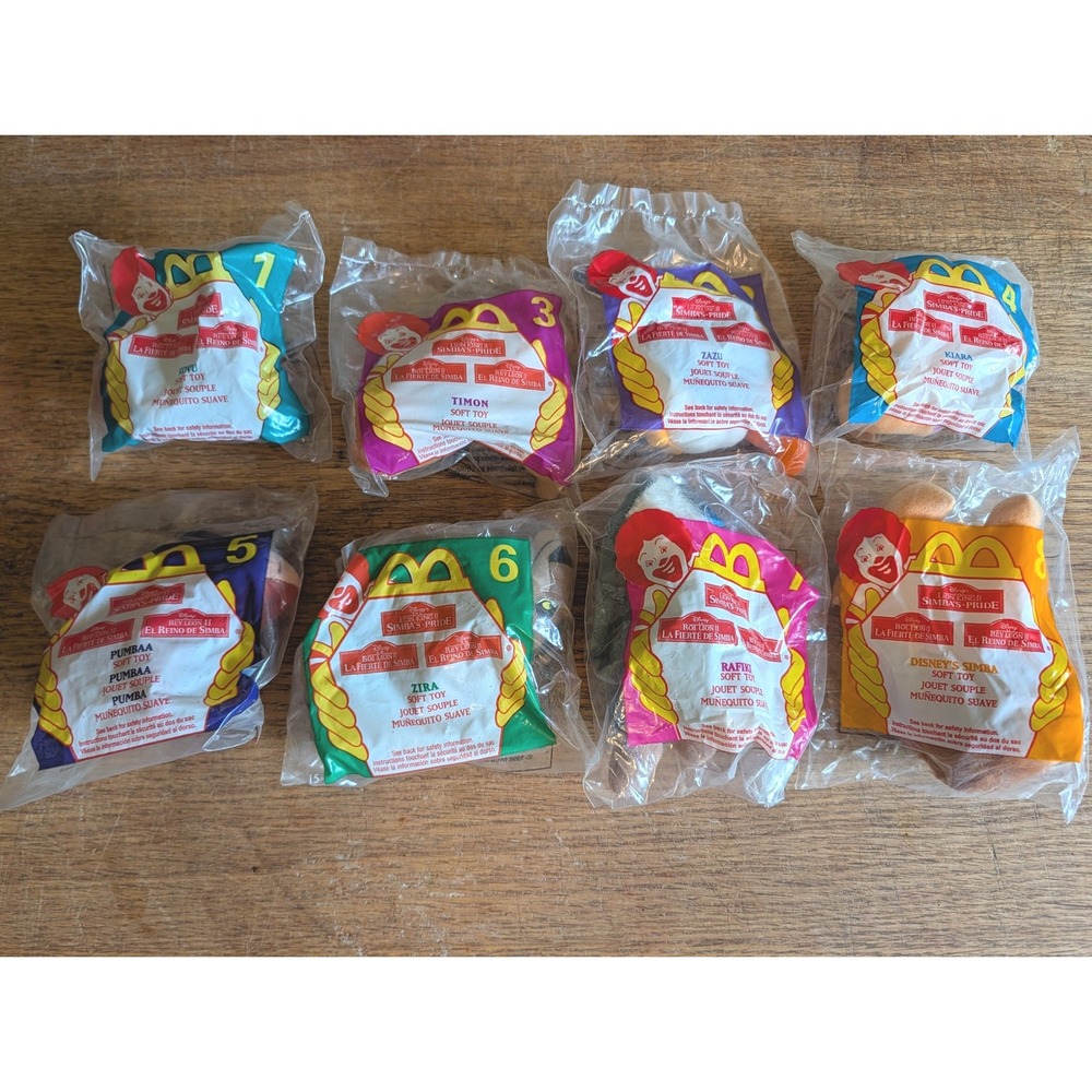 Vintage 1998 McDonalds Lion King II Simbas Pride Happy Meal Toy Full Set 8 Plush
